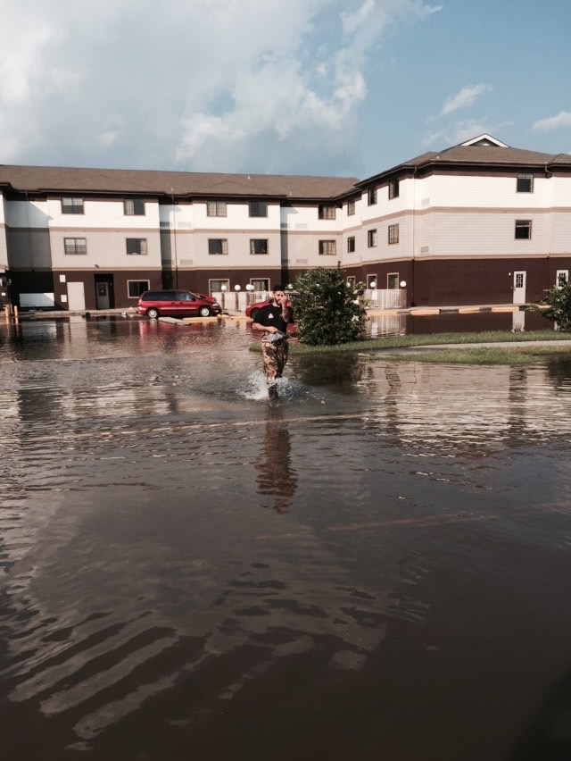 Flooded apartment complex in Albany
